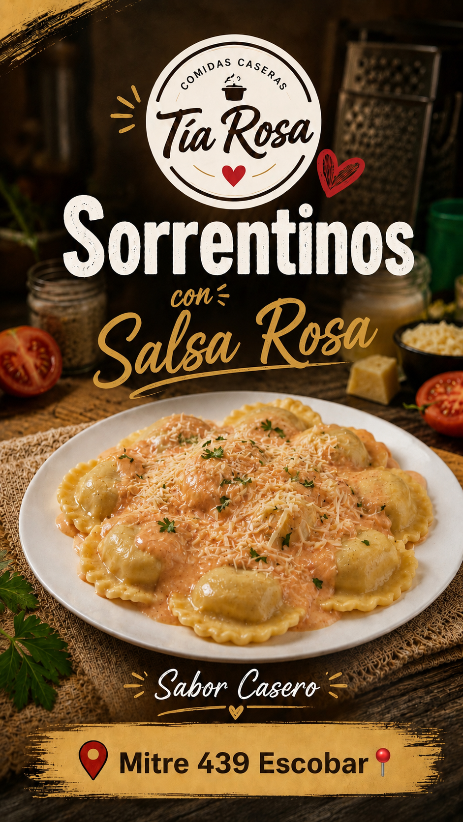 Sorrentinos con Salsa Rosa